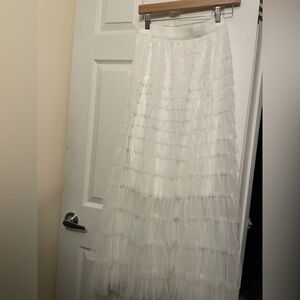 Elegant White Layered Skirt